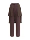 Undercover Pleated Georgette Overlay Straight Leg Pants In Brown