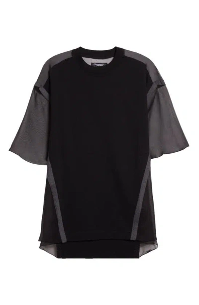Undercover Organza Trim Tunic T-shirt In Black