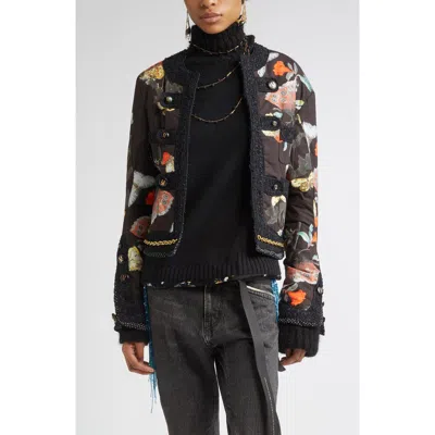 Undercover Padded Mixed Media Jacket In Black