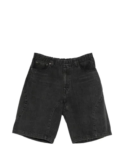 Undercover Panelled Denim Shorts In Black