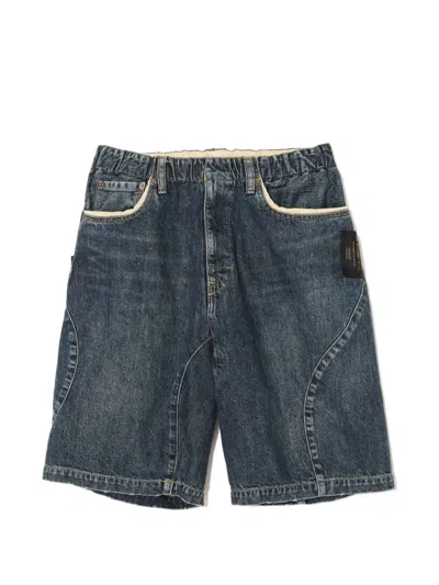 Undercover Panelled Denim Shorts In Blue