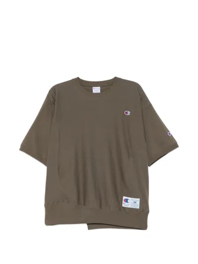 Undercover Panelled Logo-patch T-shirt In Brown