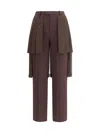 Undercover Pleated Georgette Overlay Straight Leg Pants In Brown