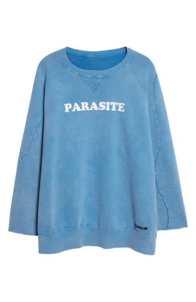 Undercover Parasite Distressed Cotton Sweatshirt In Blue