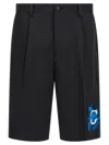 Undercover Bermuda Shorts With Back Pockets And Graphic Print In Black