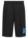 Undercover Bermuda Shorts With Back Pockets And Graphic Print In Black