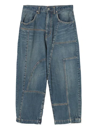 Undercover Patchwork Cotton Trousers In Blue