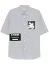 Undercover Patchwork Stripe Button-up Shirt In Black