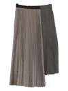 Undercover Womens Grey Beige Check Check-pattern Asymmetric Pleated Wool-blend Midi Skirt In Gray
