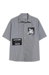 Undercover Patchwork Stripe Button-up Shirt In Black St
