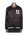 Undercover Satin Stadium Bomber Jacket In Black