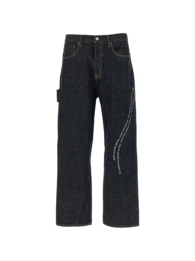 Undercover Power Message Denim Jeans Back Pockets In Black