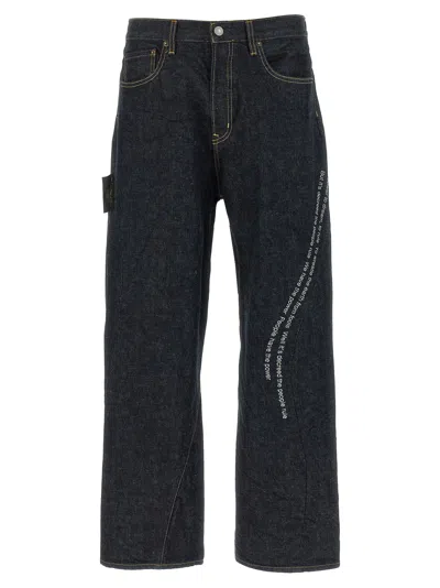 Undercover People Have The Power Embroidered Curved-stitch Jeans In Multi