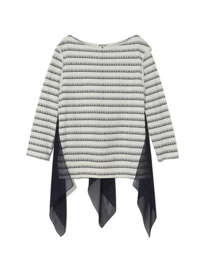 Undercover Piano-print Draped-panel Top In Gray