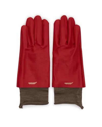 Undercover Pink Layered Leather Gloves In Red