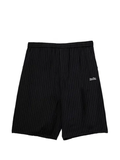 Undercover Pinstripe Logo Shorts In Black