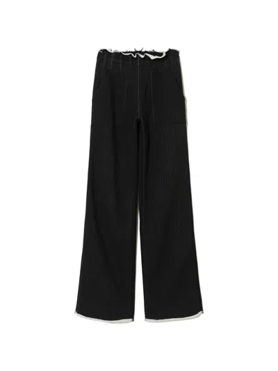 Undercover Ungesäumte Hose Mit Nadelstreifen In Black