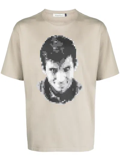 Undercover Pixelated-print Cotton T-shirt In Neutrals