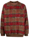 Undercover Oversized Checked Brushed Wool-blend Sweatshirt In 褐色