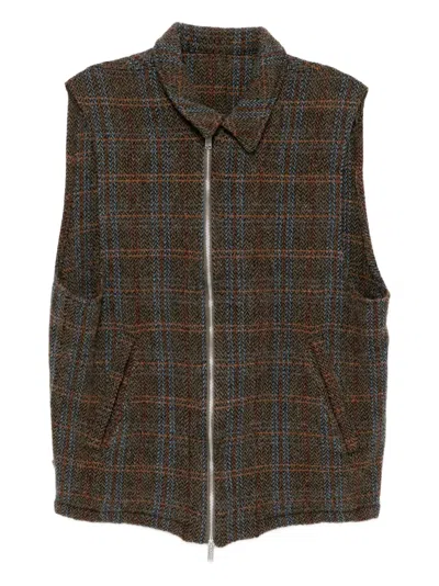 Undercover Plaid Gilet In Brown
