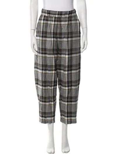 Pre-owned Undercover Plaid Print Straight Leg Pants In Neutrals
