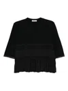 Undercover Pleated Cotton Blouse In Black