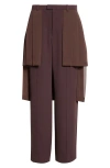 Undercover Pleated Georgette Overlay Straight Leg Pants In Brown