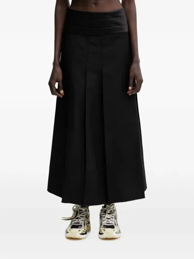 Undercover Pleated Maxi Skirt In Black
