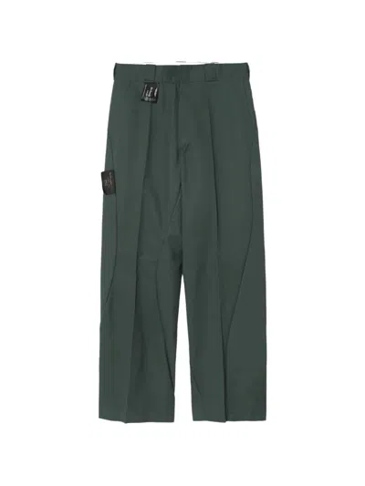 Undercover Pleated Panelled Trousers In Green
