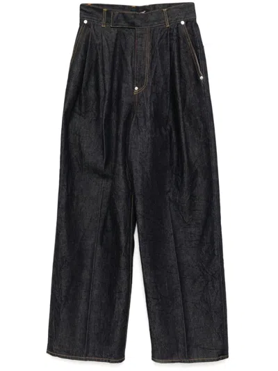 Undercover Pleated Straight-leg Jeans In Blue