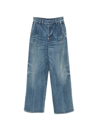 Undercover Pleated Whiskered Jeans In Blue