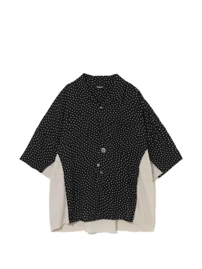 Undercover Polka-dot Layered Shirt In Black