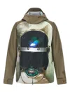 Undercover Water-repellent Nylon Jacket With Futuristic Artwork In Brown