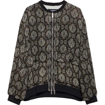 Undercover Print Silk Blend Blouson Jacket In Black Base