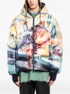 Undercover Printed Hooded Down Jacket In Multi