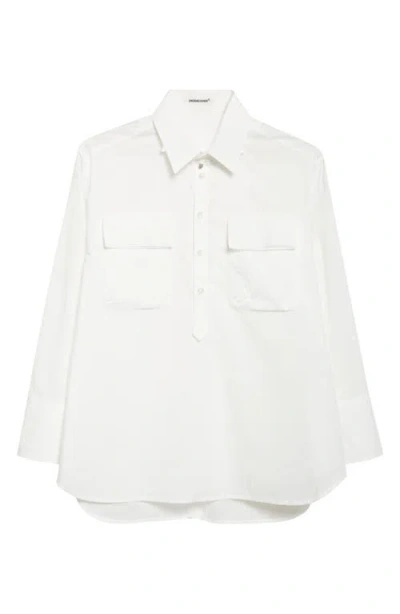 Undercover Raw Edge Cotton Poplin Button-up Shirt In White