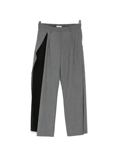 Undercover Raw-edge Panelled Trousers In Gray