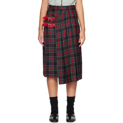 Undercover Red & Green Up2f1603 Midi Skirt In Red Ck