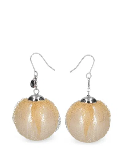 Undercover Resin Pearl And Tulle Earrings In Silver