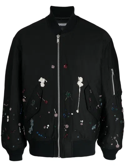 Undercover Rhinestone-embellished Cotton Bomber Jacket In Black