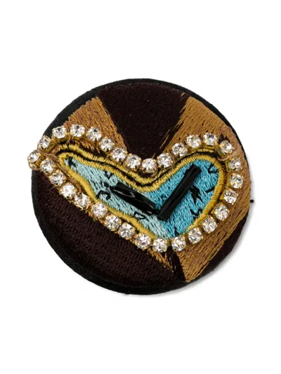 Undercover Rhinestone Heart Brooch In Multi