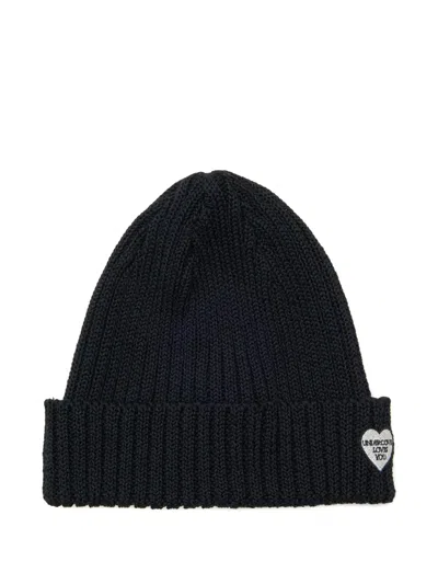 Undercover Ribbed-knit Beanie Hat In Black