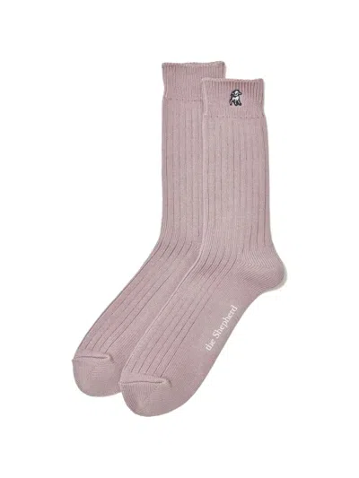 Undercover Ribbed-knit Logo-embroidered Socks In Pink