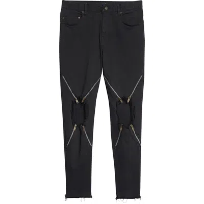 Undercover Ripped Knee Zip Detail Pants In Gray