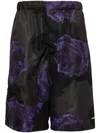 Undercover Rose-print Bermuda Shorts In Black
