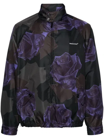 Undercover Rose-print Zip-up Jacket In Black