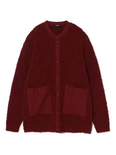 Undercover Round-neck Patch-pocket Cardigan In Red