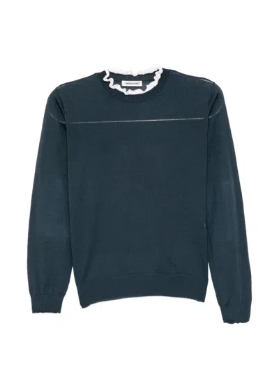Undercover Ruffled-trim Sweater In Blue