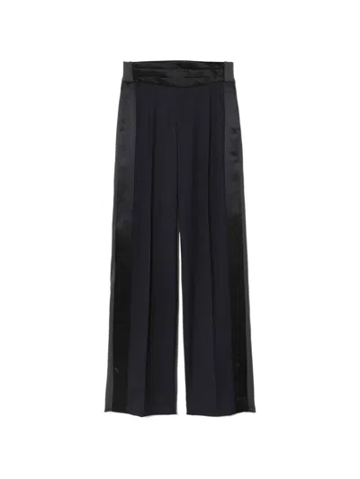Undercover Satin-trim Pleated Trousers In Black