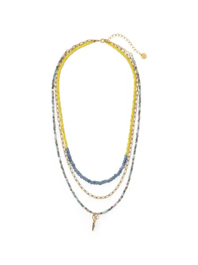 Undercover Scissors Pendant Layered Beaded Necklace In Multi